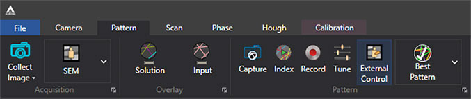 APEX™ EBSD ribbon bar.