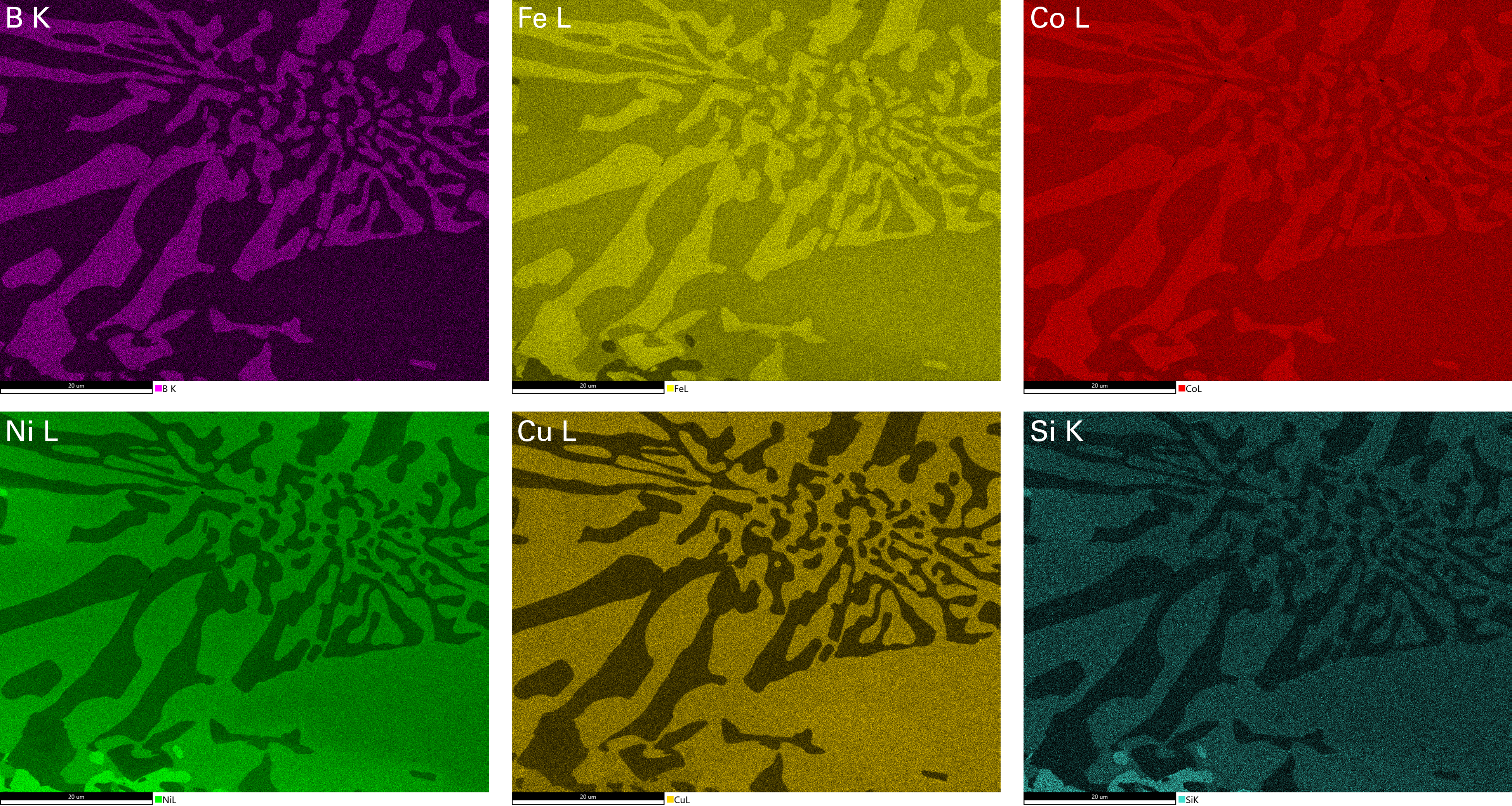 使用 Octane Elite Ultra 在 3 kV 下的元素分布图